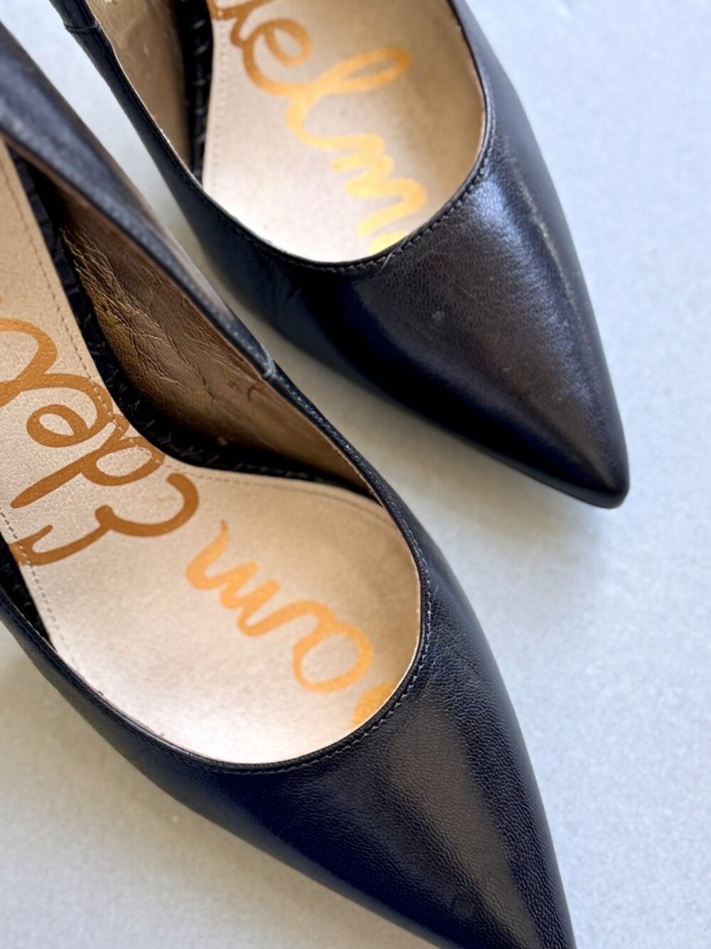 Sam Edelman Hazel Black Leather Croc Embossed Pointed Toe Pump Size 6.5